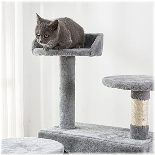 חתול עץ, 52.76 סנטימטרים חתול מגדל עם סיסל מגרד לוח, חתול טיפוס לעמוד עם מרופד פלטפורמה, 2 יוקרה דירות,