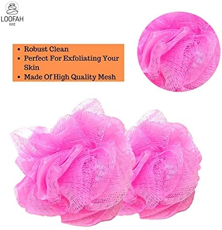 Loofah Lord 20 עטוף באופן פרטני אמבטיה או מקלחת קטנה באמבט או מקלחת ספוג Loofahs Pouf Mess מגוון צבעים