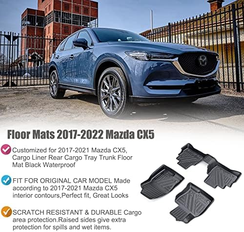 מחצלות רצפה תואמות לשנים 2017-2023 Mazda CX-5 1 & 2 בשורה השנייה, כל הגנת מזג האוויר, כל מחצלות רצפת