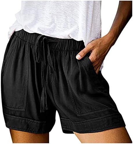 נשים שורשיות פלוס מכנסיים קצרים בגודל קז'ואלים רגילים מותניים רגילים משיכת כיסים קיץ חוף קלים מכנסי
