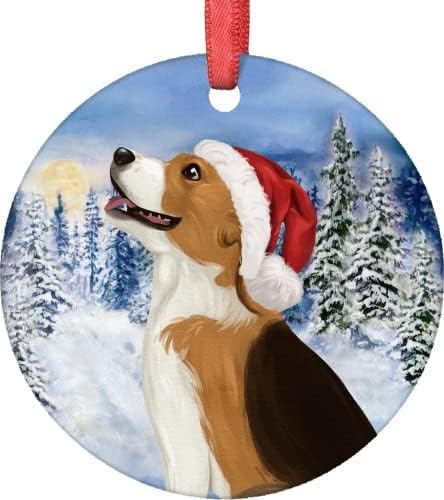 קישוטי חג המולד של ביגל פתיתי שלג קישוט עץ כלב סנטה לקישוטים חיית מחמד חג המולד מתנה לעיצוב בית מתנה