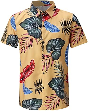 שרוול קיץ חולצה חולצה מזדמנת חולצות קצרות אביב אופנה מודפסת חוף גברים חולצות ריון צוואר צוואר גברים