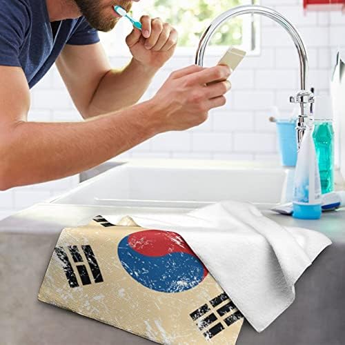 רטרו דרום קוריאה דגל מגבות ידיים פנים וגוף כביסה מטלית רכיבה רכה עם חמוד מודפס למלון מטבח אמבטיה