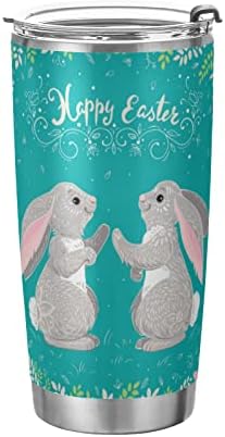 Umiriko 20oz Faseter Bunny Rabbit Autbler כוס עם מכסה וקש, קיר כפול נירוסטה ואקום תרמוס מבודד ספל קפה
