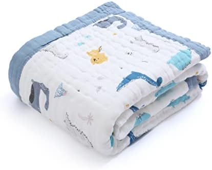 Inshere שמיכת שמיכה לתינוקות - שמיכות לתינוקות רכות קלות כותנה לבנים ובנות, עיצובים שובבים, 6 שכבות