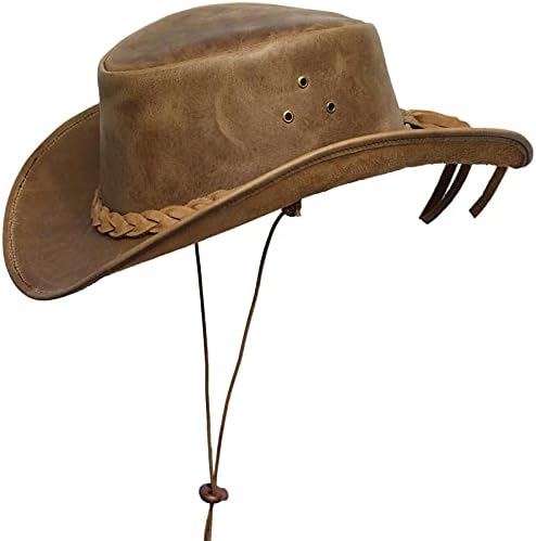 מותג עור קאובוי כובע לגברים נשים קל משקל בעבודת יד מערבי לעיצוב רחב ברים עמיד בוקרת אאוטבק כובע