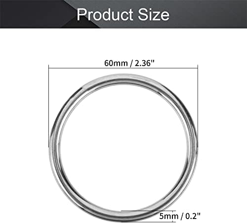 מרומקס 2 יחידות 201 טבעת נירוסטה 2.36 אוד על 0.2 עובי חסון טבעות עגולות מרותכות חלקות 60 מ מ על 5 מ