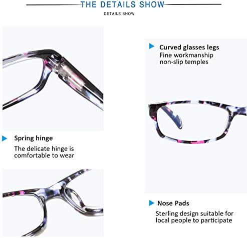 הנוטין 5-חבילה קריאת משקפיים כחול אור חסימת אנטי לחץ בעיניים מחשב קריאת משקפיים לנשים וגברים קוראי