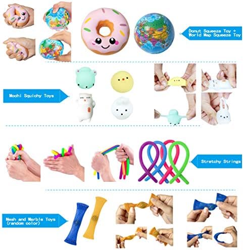 GMAJDAR TIDGET TOYS PACK PUSH POP BUBBLE MOCHI SQUISHOY צעצועים הגדרת צעצועים להקלה על לחץ לילדים מבוגרים