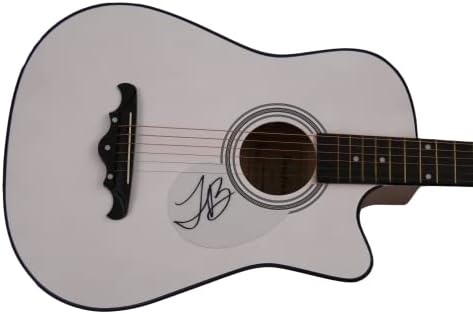 ג 'סטין ביבר חתם על חתימה בגודל מלא גיטרה אקוסטית עם ג' יימס ספנס אימות ג ' יי. אס. איי קוא - פופ סופרסטאר,