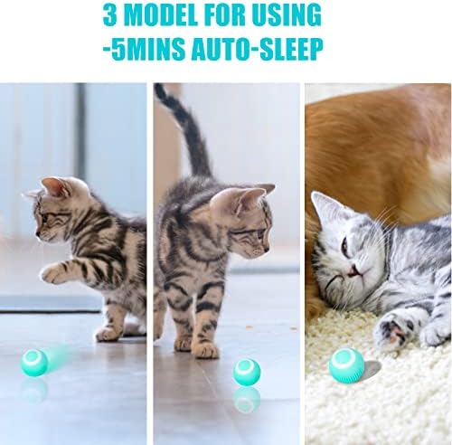 כדור צעצוע של חתול אינטראקטיבי של Toirneach, חכם 360 מעלות סיבוב אוטומטי נעלי כדורי חתול צעצועים מטען