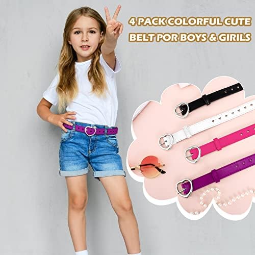 4 יחידות בנות חגורת גודל 6-12 ילדים עור מפוצל מותניים חגורה חלול לב עיצוב מתכת אבזם עבור ילדה שמלת מכנסיים