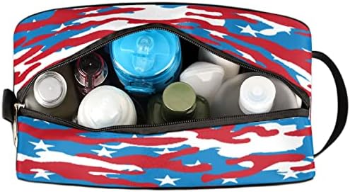 הסוואה נייד נסיעות מוצרי טואלטיקה תיק, אמריקאי דגל דופ ערכת קוסמטי ארגונית איפור תיק מקלחת גילוח תיק