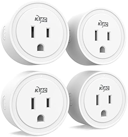 KMC Smart Plug Mini 4-Pack, חנויות Wi-Fi לבית חכם, אורות שלט רחוק ומכשירים מכל מקום, אין צורך ברכזת,