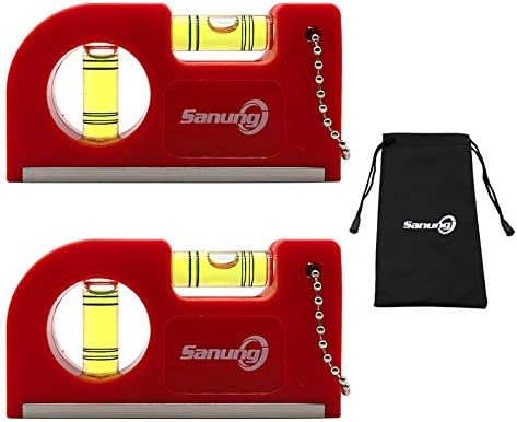 Sanung 2 חתיכות מיני מגנטיות אופקיות כיסים אנכיים רמות רוח עם רמות כיס מגנטיות של מחזיק מפתחות עם רמת
