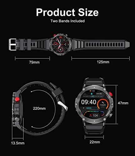 שעון חכם של Siemorl לאייפון אנדרואיד, צג דופק חמצן בדם 1.32 אינץ