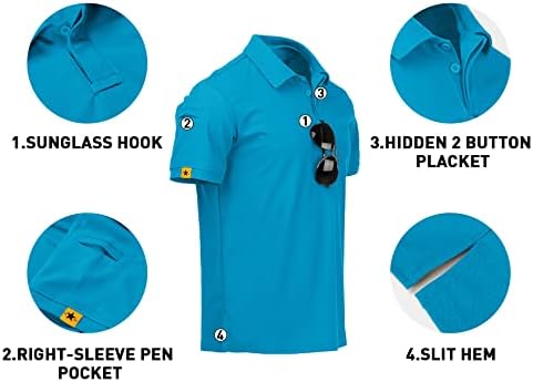 חולצות פולו של Valanch Mens חולצות שרוול קצר לחות מפתחת גולף פולו פולו צווארון אתלטי חולצה טניס חולצה
