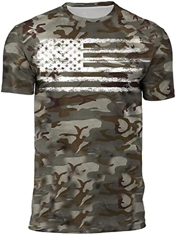 חולצת T פטריוטית של Ruiruilico לגברים 4 ביולי אמריקה דגל אמריקה שרוול קצר שרוול קצר הרגע בכושר הדפסים