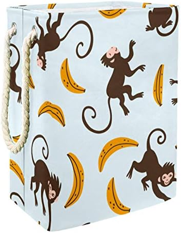 כביסת שמח קופים צהוב בננה דפוס מתקפל פשתן כביסה אחסון סל עם ידיות להסרה סוגריים גם מחזיק עמיד למים עבור