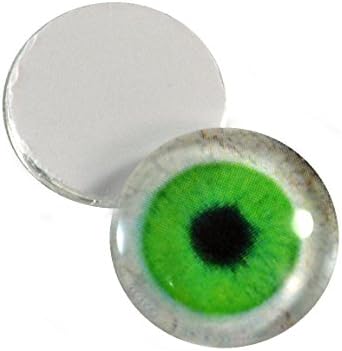 6 ממ זוג עיני זכוכית ירוקות ולבנות יצירת אספקת קבורוכונים שטוחים לבובה או תכשיטים
