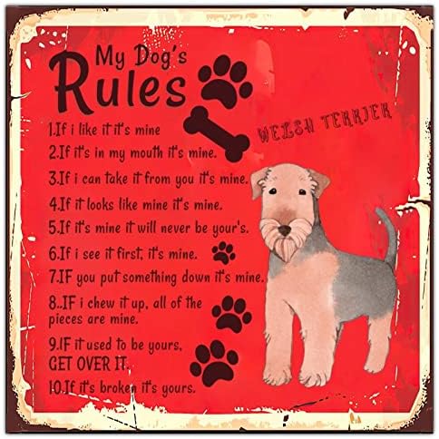 מצחיק כלב מתכת סימן שלט שלי כלב של כללים רטרו כלב סימן מבורך עם סרקסטי לחיות מחמד כלב ציטוט מוטיבציה