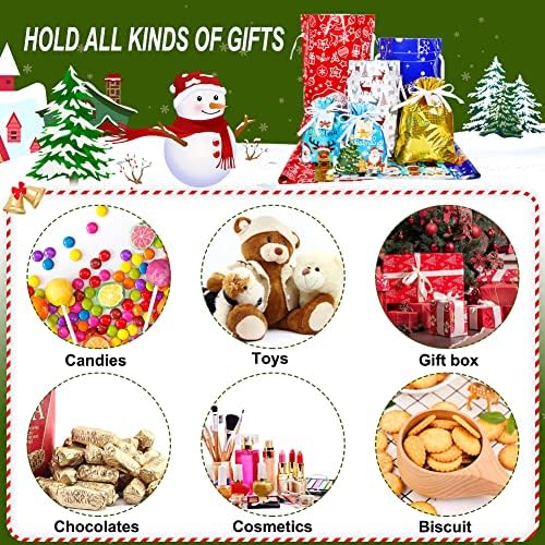 Advantez תיקי מתנה של חגיגות חג המולד, שקיות מתנה לחג המולד, תיקי מתנה של 15 יחידות חג המולד לחג המולד