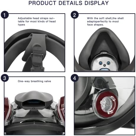 מסכת הנשמה פנים מלאה לשימוש חוזר, מסכת גז 19 ב-1 עם פילטרים, לצבע, נגד אבק, קישוט, ריסוס מכוניות, שיוף,
