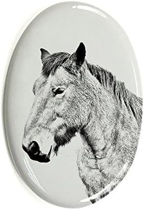 ארט דוג, מ.מ. סוס ארדנים, מצבה סגלגלה מאריחי קרמיקה עם תמונה של סוס