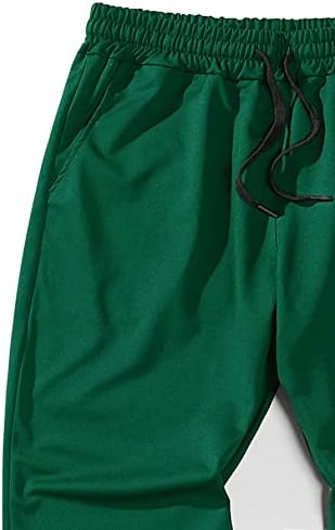 מכנסי אימון עם הדפס גרפי של גברים עם שרוך מכנסי טרנינג עם כיסים בצבע ירוק כהה