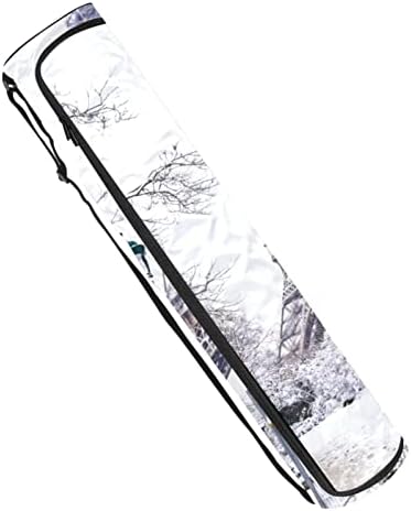 תיק מנשא מזרן יוגה עם רצועת כתף מגדל אייפל ודוגמת שלג, 6. 7 על 33.9 אינץ' / 17 על 86 ס מ תיק מזרן יוגה