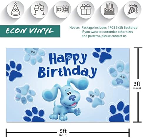 עונתווד 5 * 3 רגל יום הולדת שמח בלוז כלב רקע לבנים מסיבת יום הולדת צילום רקע תינוק ילדים יום הולדת כחול