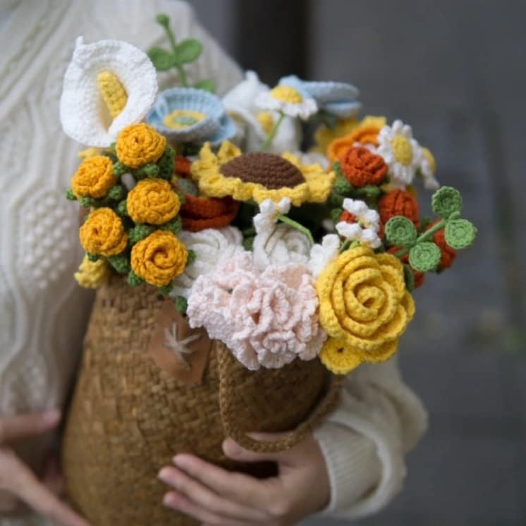 יד סריגה יצירתי סימולציה פרח זר צמר סרוגה לשלוח חברה לשלוח חברה מתנה