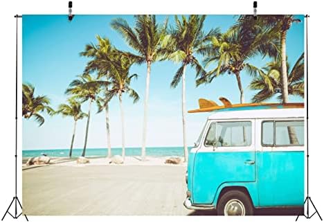 בלקו 10 על 8 רגל בד טרופי חוף רקע בציר רכב בחוף עם גלשן גלישה רקע קיץ הוואי לגלוש צילום רקע עבור ואאו