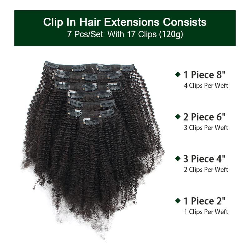 לוהט אש קינקי מתולתל קליפ בתוספות שיער לנשים שחורות, אמיתי שיער טבעי 14 אינץ טבעי צבע ברזילאי רמי שיער