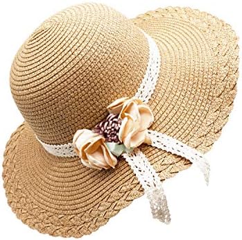 ילדי ילדה קטנה קיץ כובע קש רחב ברים תקליטונים חוף מגן שמש כובע
