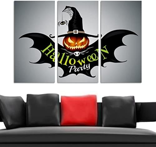 אמנות קיר לסלון, עטלף מסיבת ליל כל הקדושים עטלף שמן דקורטיבי ממוסגר סט יצירות אמנות מודרניות דקורטיביות