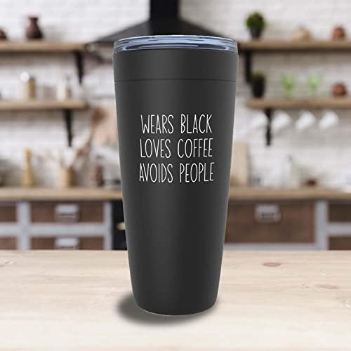 אוהבי קפה שחור כוס 20 עוז-לובש שחור אוהב קפה ימנע אנשים-אוהבי קפה קפאין מאהב מצחיק סרקסטי חמוד ייחודי