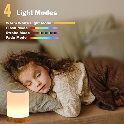 לילה אור מגע חיישן מנורה שליד המיטה מנורת שולחן לילדים שינה נטענת ניתן לעמעום חם לבן אור