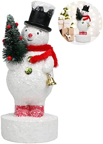 פסלוני איש שלג Winsence 2022 קישוטים לחג המולד 6.3 '' פסל פריטי אספנות עומד לשולחן שולחן שולחן עבודה