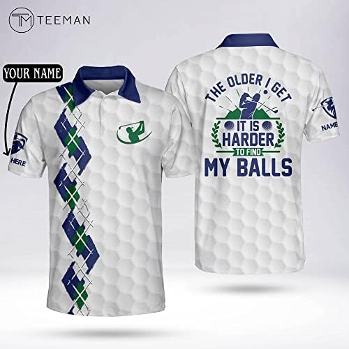 Teeman מותאם אישית חולצות פולו גולף מצחיקות לגברים, חולצות גולף מטורפות לגברים לגברים שרוול קצר, חולצות