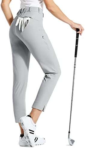 מכנסי גולף לנשים וויליט נמתחים מכנסי הליכה קלים מכנסיים מהירים יבש מזדמן עמיד במים עם כיס רוכסן