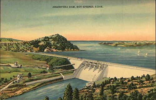 סכר אנגוסטורה חמים מעיינות, דרום דקוטה SD גלויה עתיקה מקורית