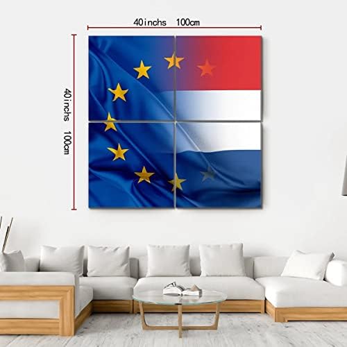 ארגו פלוס האיחוד האירופי הולנד דגל דגל אמנות קיר מדהים ציור נמתח מוכן לתלייה לעיצוב הבית - מושלם לקיר