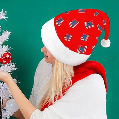 אמריקאי דגל איש קו מצחיק חג המולד כובע סנטה קלאוס כובעי קצר קטיפה עם לבן חפתים עבור חג המולד חג מסיבת