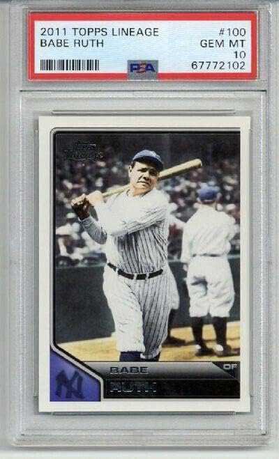 2011 Topps Lineage 100 Babe Ruth Card New York Yankees PSA 10 נמוך 14 נדיר - כרטיסי בייסבול מטלטלים