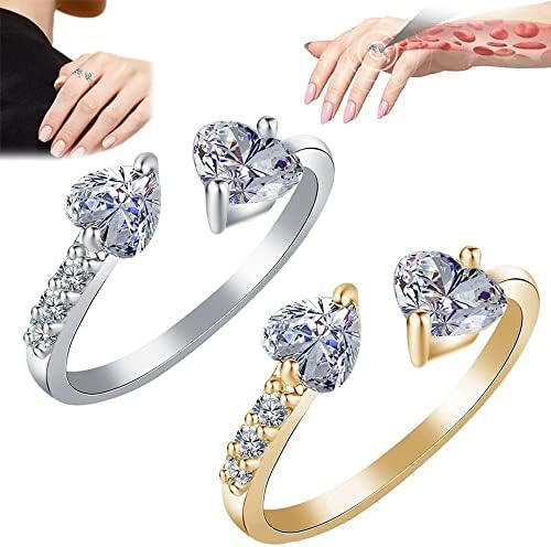 טבעת קני צ'לדוני יוני, טבעת קריסטל של יוניקס קוורץ, לבבות כפולים טבעת מתכווננת, טבעת חרדה טבעת