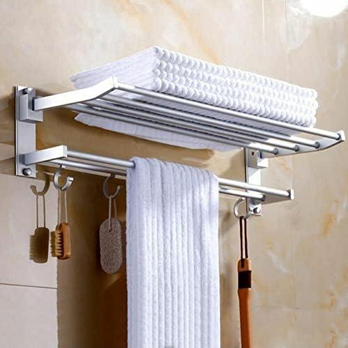 BKDFD חסוך אחסון מדף מגבות מרחב התקנה בקלות למקלחת ביתית מתקפלת וו לבית