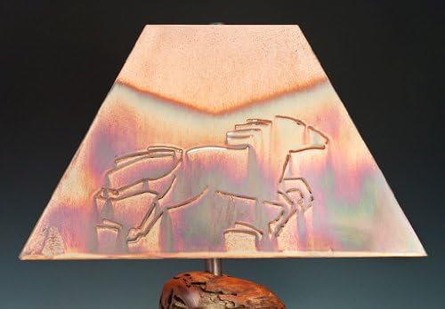 מנורה mesquite עם צל נחושת - שיבוץ טורקיז בגובה 27 גובה כולל עם צל מלבן סוס &.