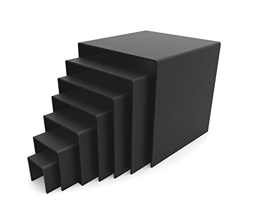 StuttureDisplays® Seven Riser Combo 2 , 3, 4 , 5, 6 , 7, 8 קוביה 3-צדדי פרספקס שחור דו צדדי לוציט אקרילי