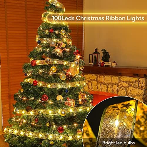 Hopolon 2 חבילה 13ft 50 ספירת חוט ירוק בהיר אור חג מולד והופולון 33ft סרט חג המולד אורות נחושת